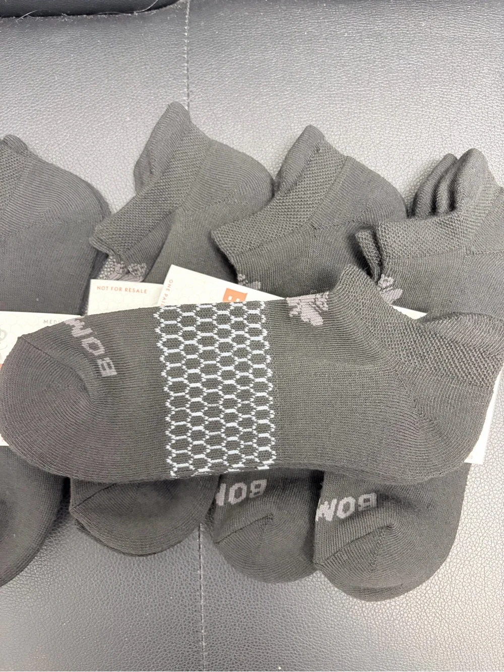 Bombas Ankle Socks Medium 5 Pair Unisex Womens & Mens Honeycomb Black